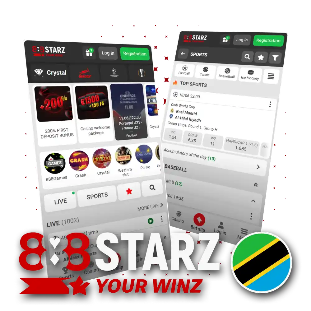 Download iOS or Android official app at 888starz in Tanzania.