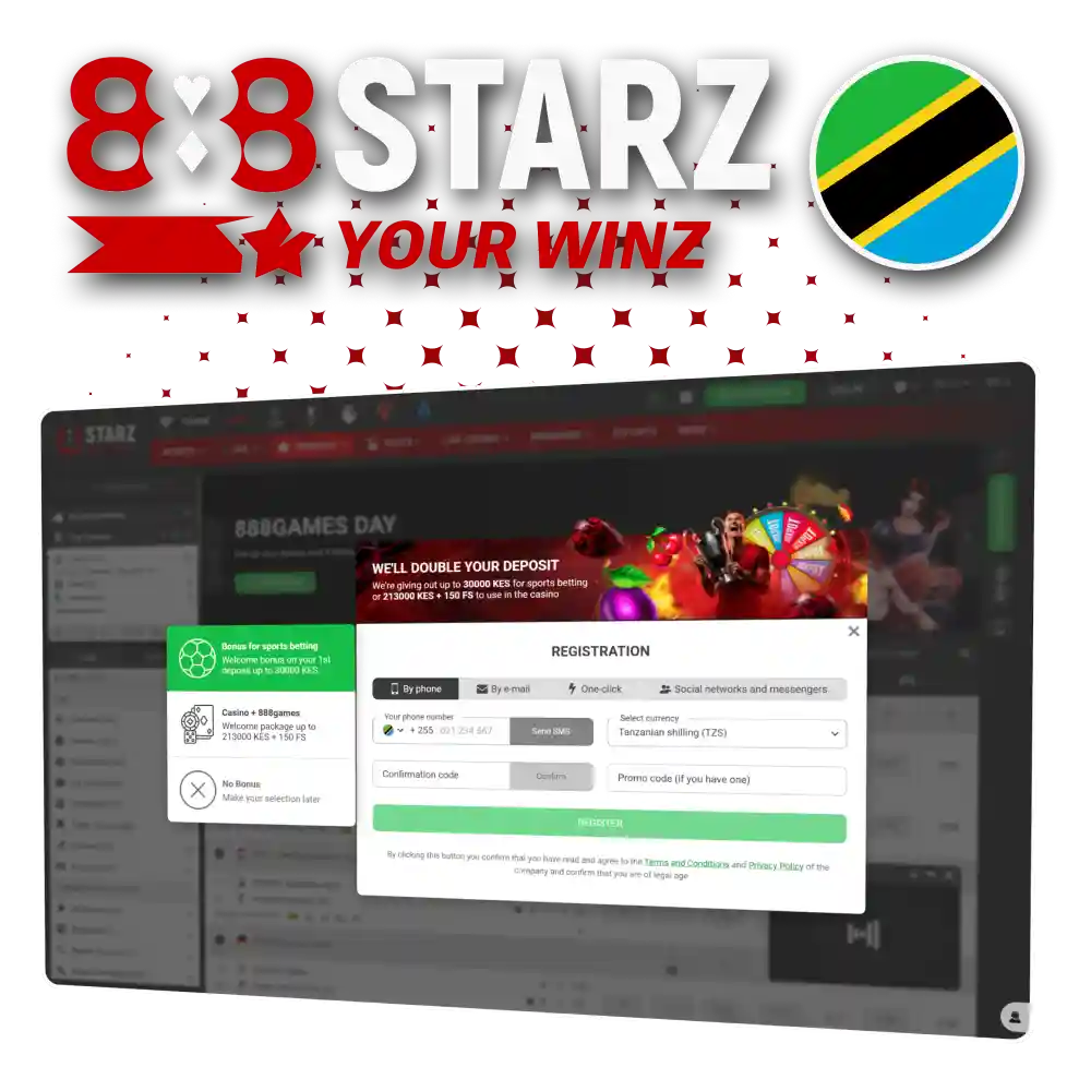 Go through the registration and create your account at 888starz.