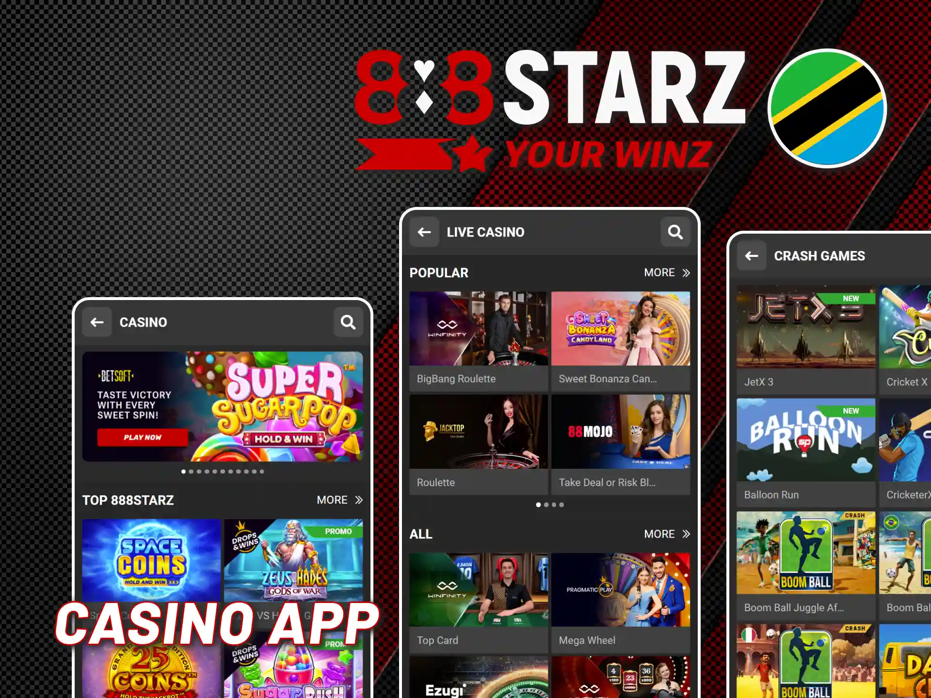The 888starz app has various casino games from top providers.