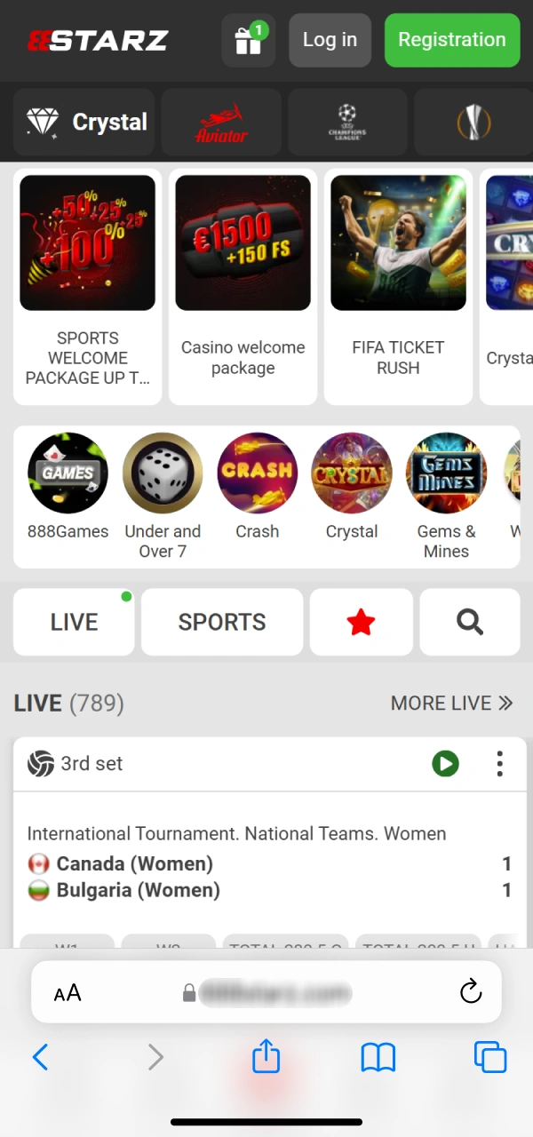Open official 888starz website on Safari to download the app.