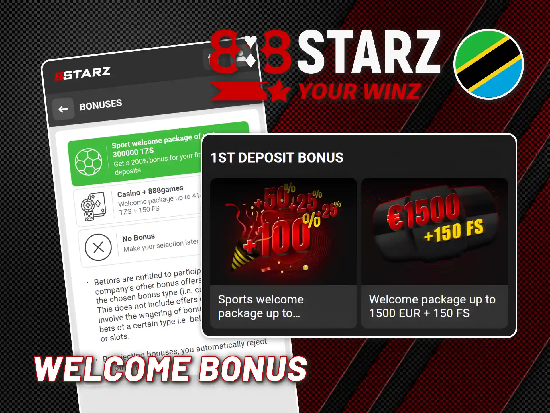 Get a generous welcome bonus after installing the 888starz app.