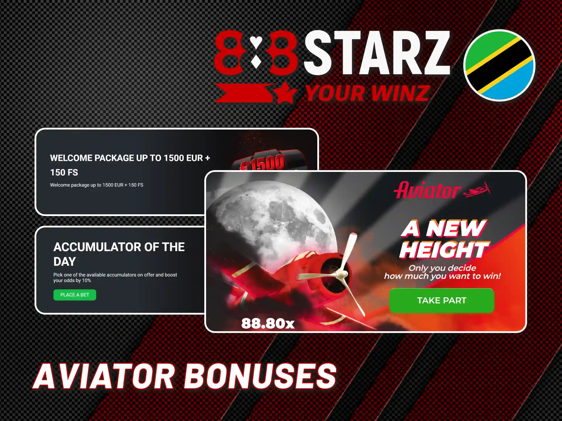 Get Aviator game bonuses and promotions with 888starz Tanzania.