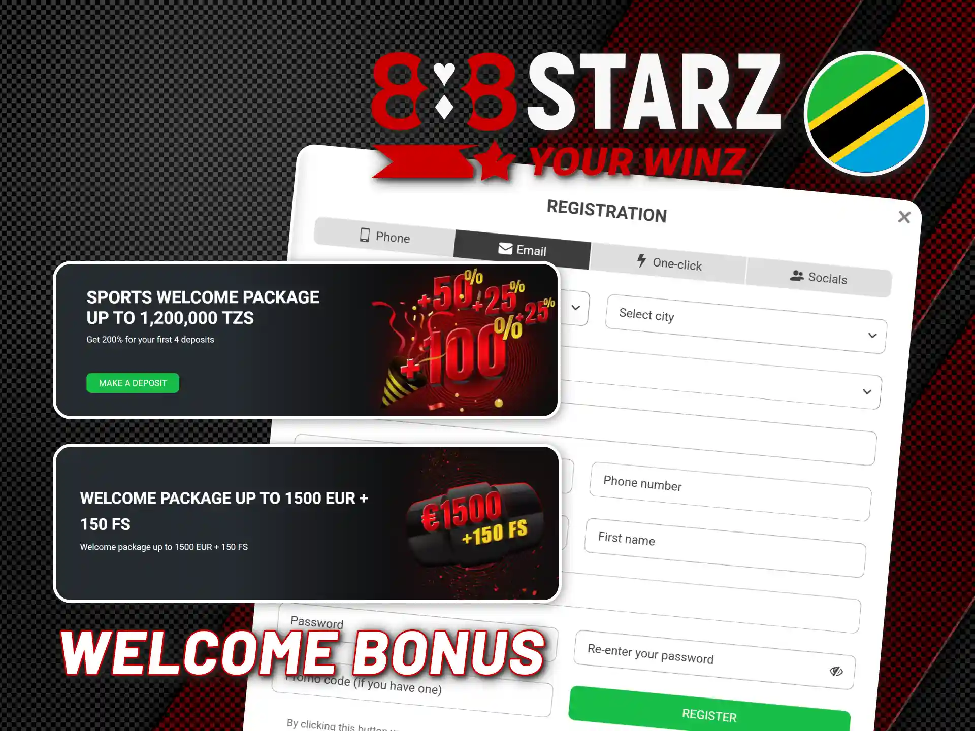 Sign up with 888starz and get your welcome bonus.