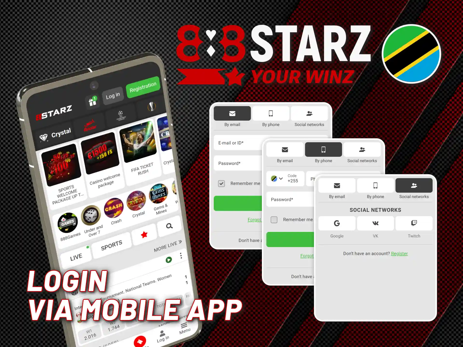 Start betting by logging in to 888starz Tanzania official app.