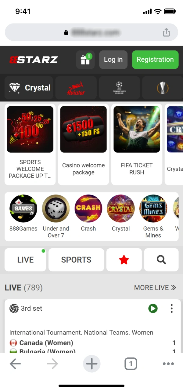 Open official 888starz Tanzania website to get Android app.