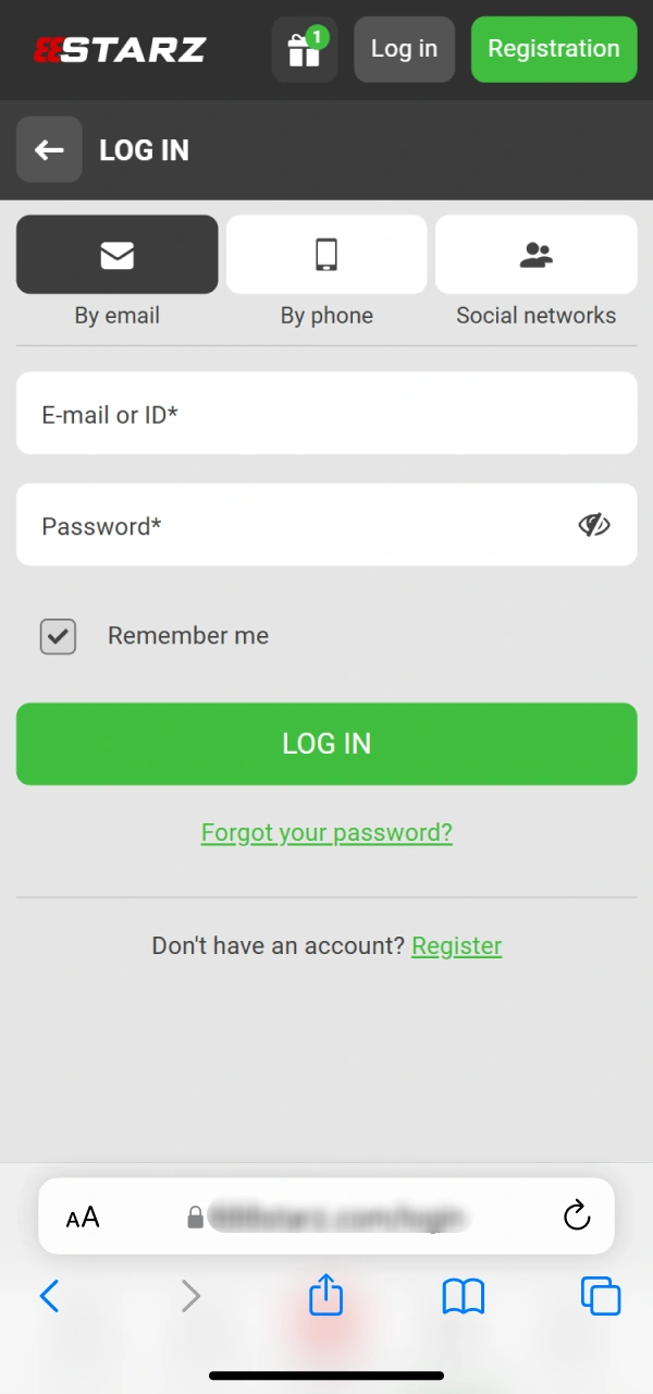 Log into 888starz casino platform or create a new account.