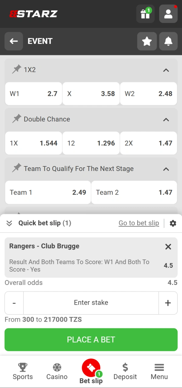Place your sport bet and confirm your choice at 888starz.