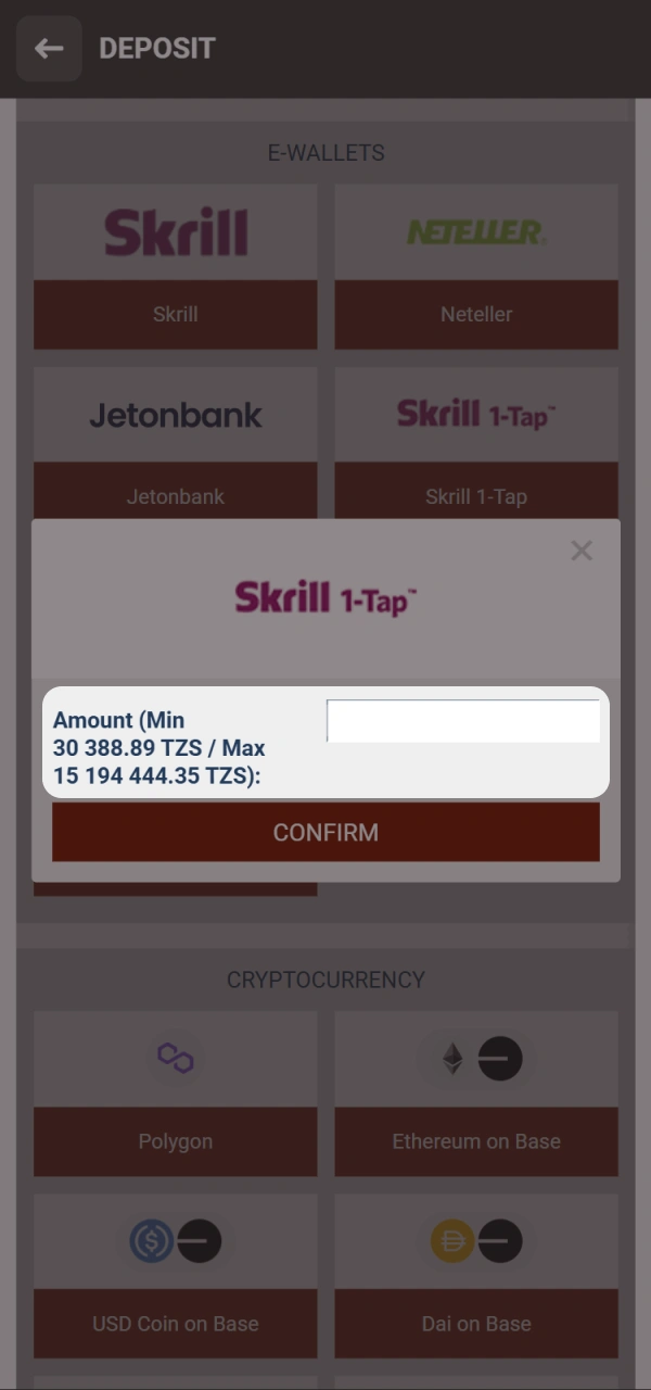 Enter the deposit amount and other information required by 888starz.