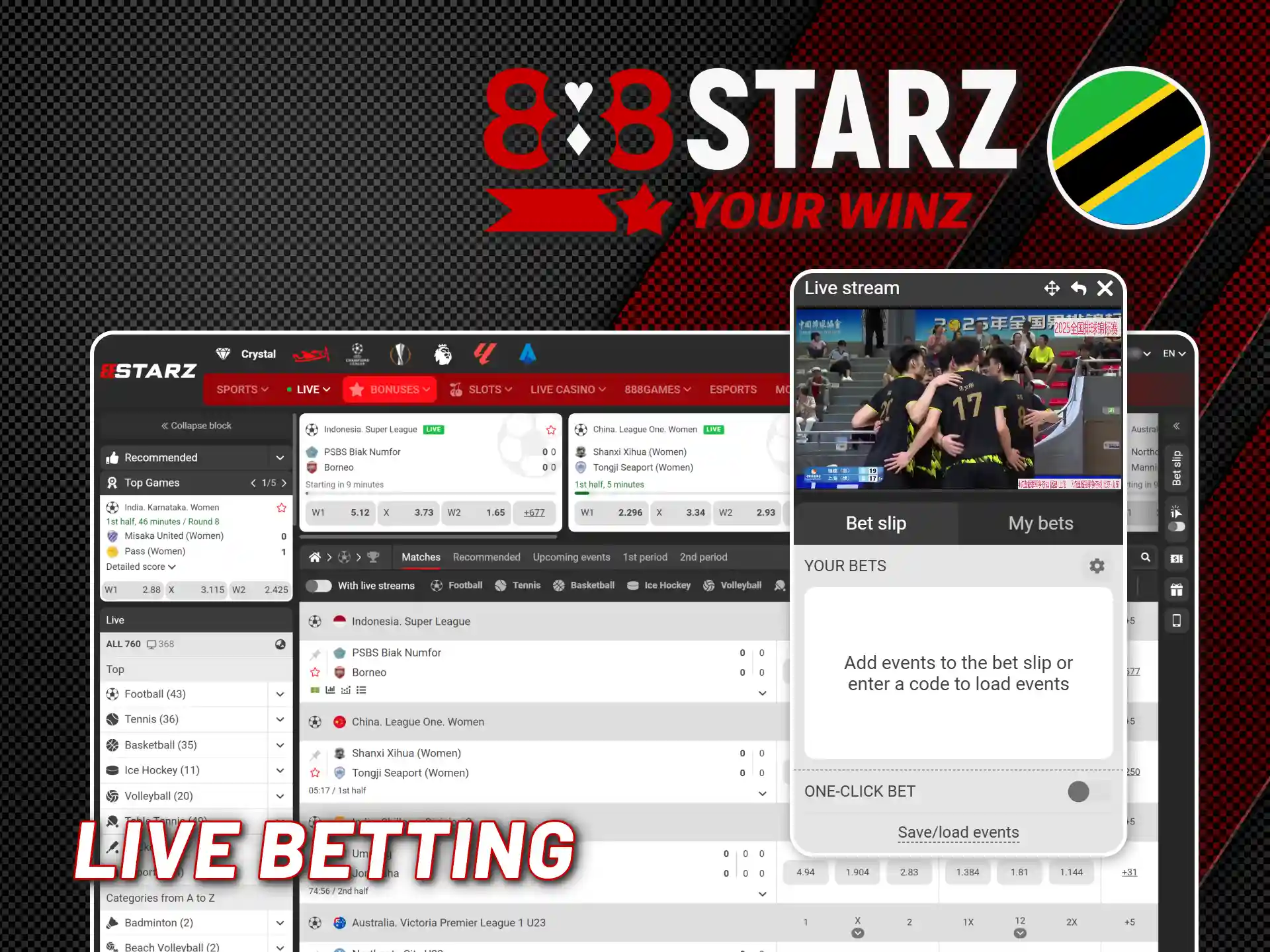 Watch live sport streams and win with 888starz dynamic markets.