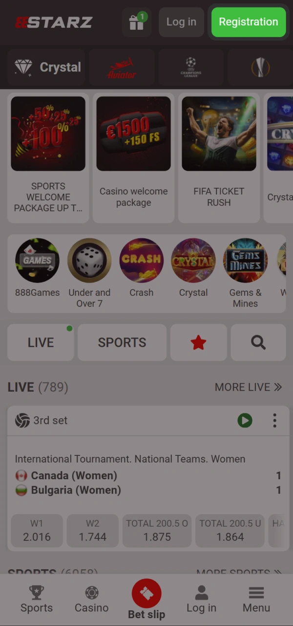 Click 888starz register button to start yout registration process.