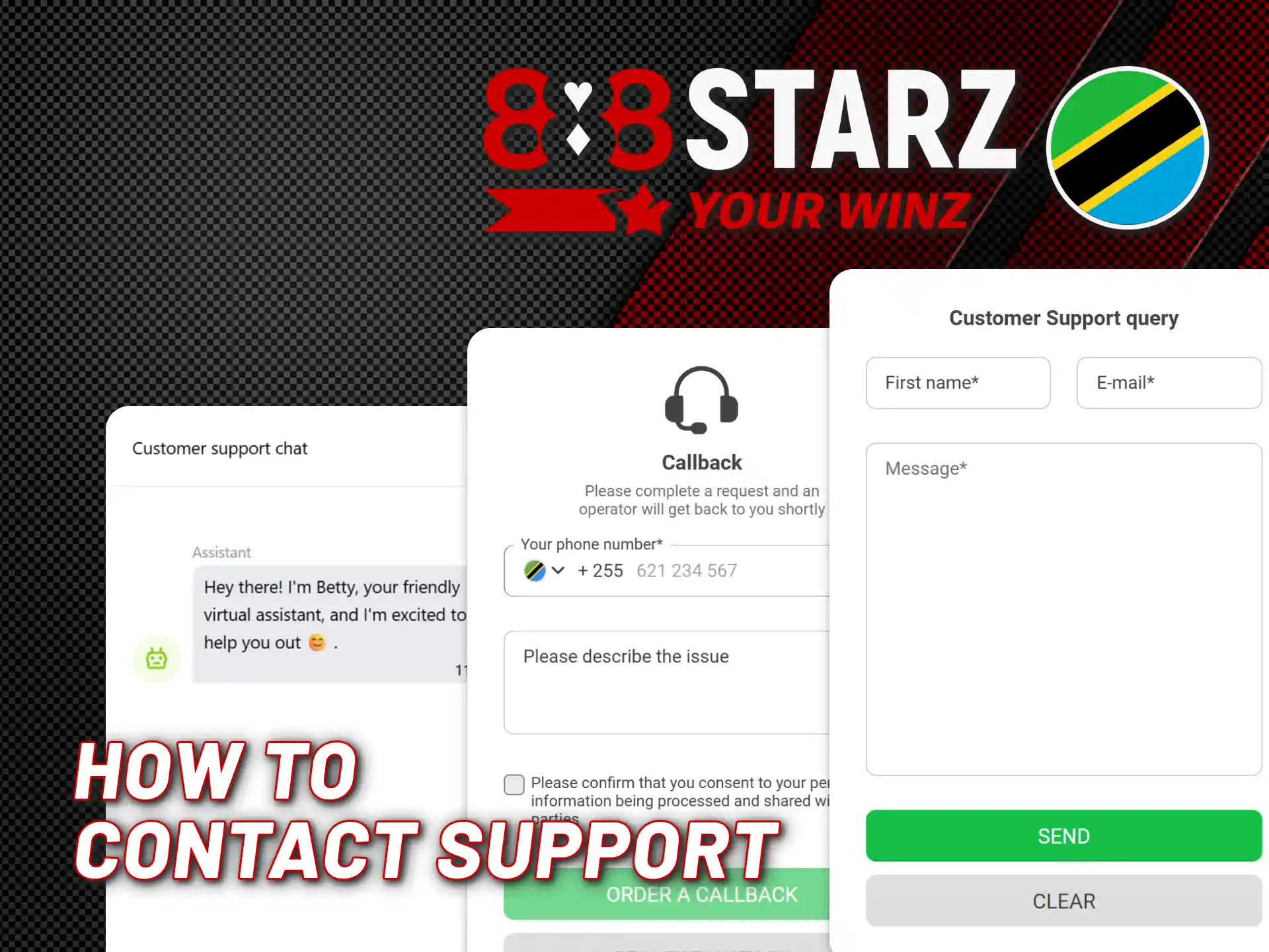 Instantly receive live chat support at 888starz Tanzania official.