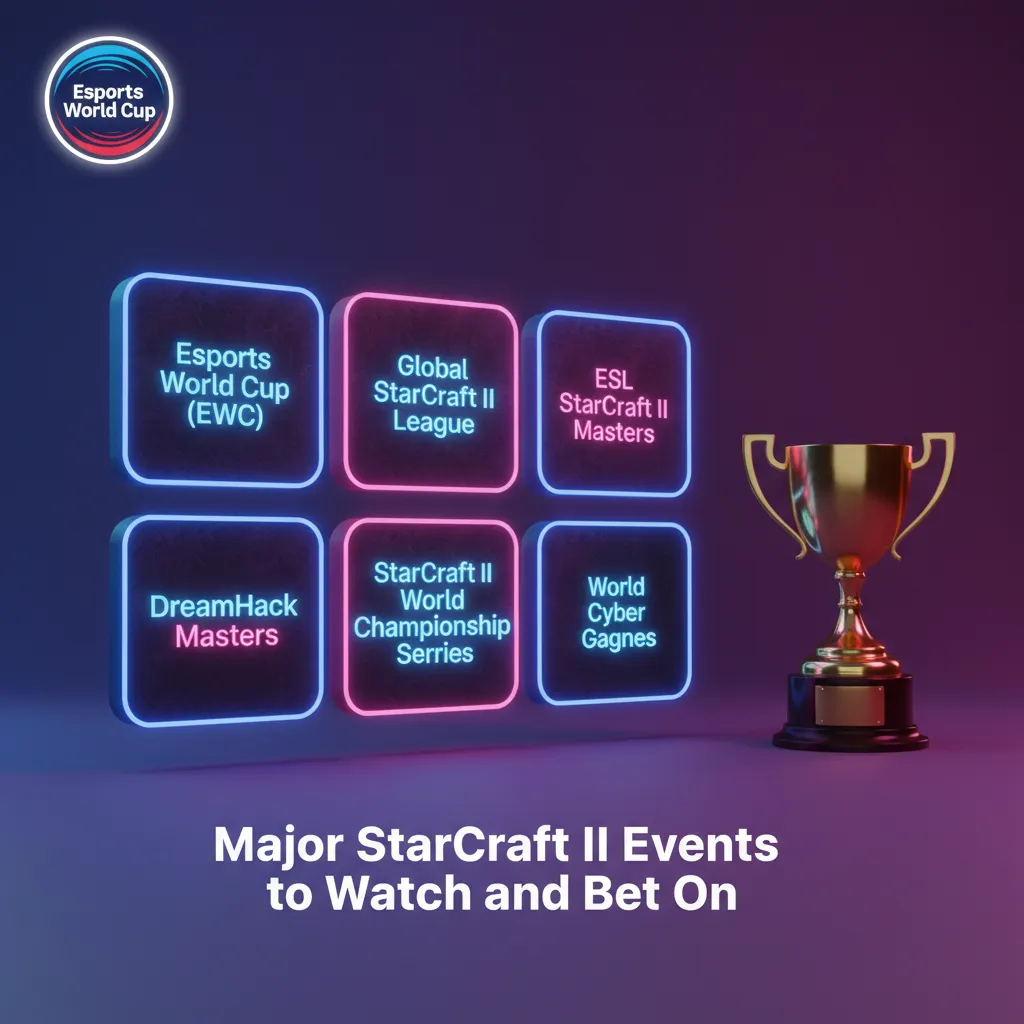 List of major StarCraft II tournaments for betting: EWC, ESL Masters, IEM Katowice, GSL, TSL, HomeStory Cup, more.