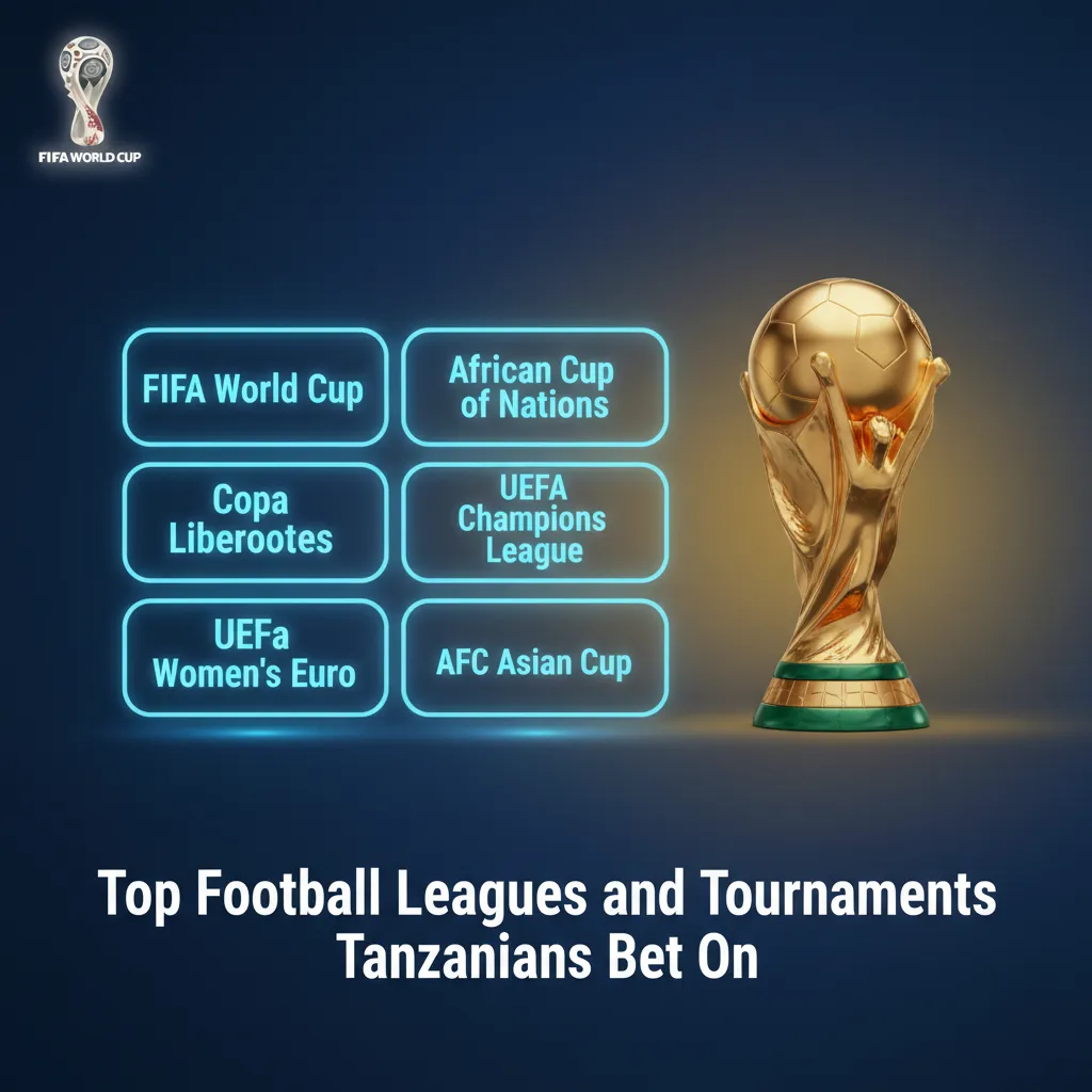 Top football events Tanzanians bet on: World Cup, UEFA/CAF CL, NBC Premier League, Azam Cup, Mapinduzi Cup, EPL.
